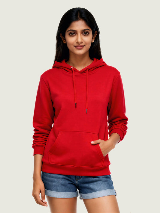 Red Regular Fit Hoodie For Women