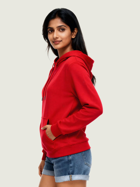 Red Regular Fit Hoodie For Women