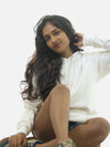 White Regular Fit Hoodie For Women