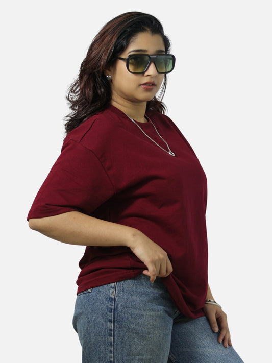 Maroon Oversized T-Shirt For Women