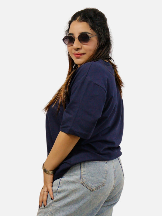 Navy Blue Oversized T-Shirt For Women