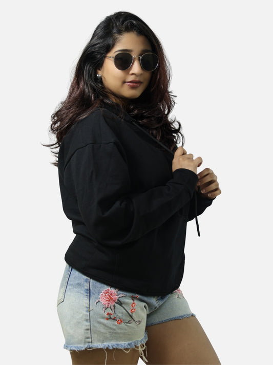 Black Oversized Heavy Hoodie For Women