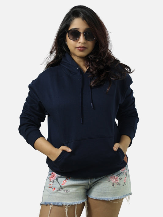 Navy Blue Oversized Heavy Hoodie For Women