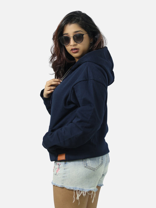 Navy Blue Oversized Heavy Hoodie For Women