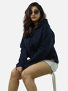 Navy Blue Oversized Heavy Hoodie For Women