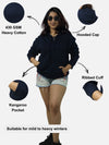 Navy Blue Oversized Heavy Hoodie For Women
