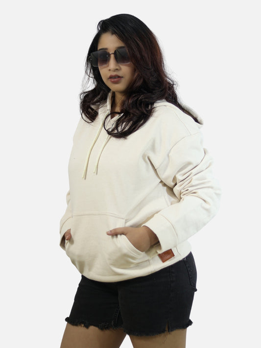 Off White Oversized Heavy Hoodie For Women