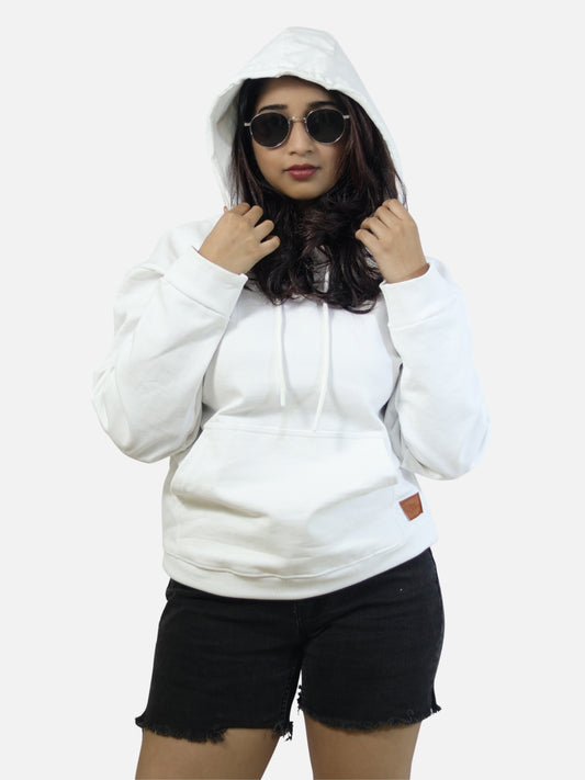 White Oversized Heavy Hoodie For Women