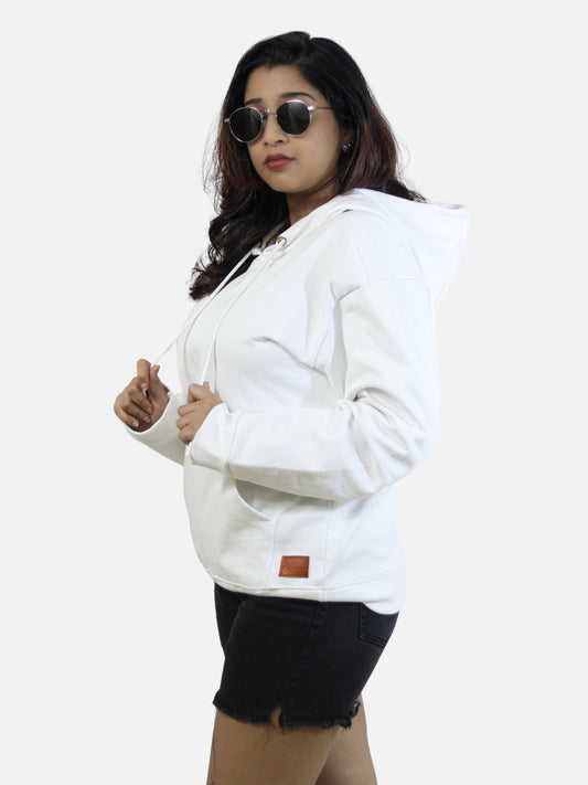 White Oversized Heavy Hoodie For Women