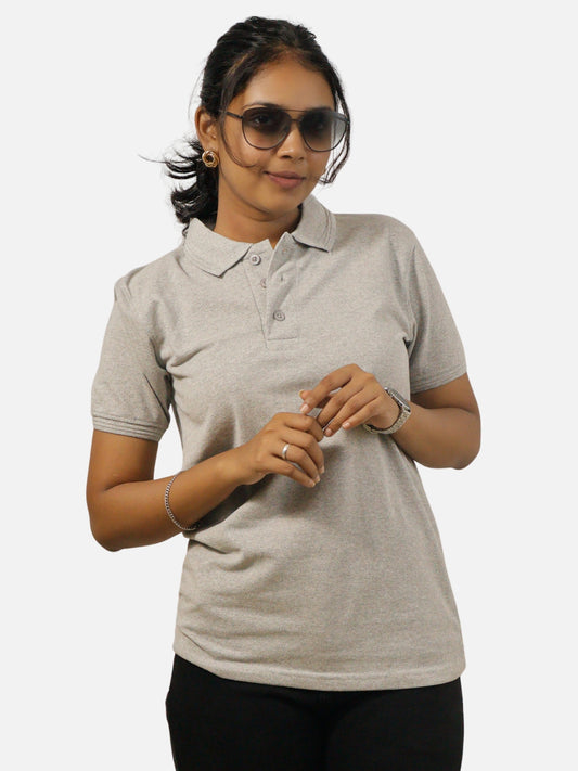 Grey Polo T-Shirt For Women