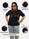 Navy Blue Polo T-Shirt For Women