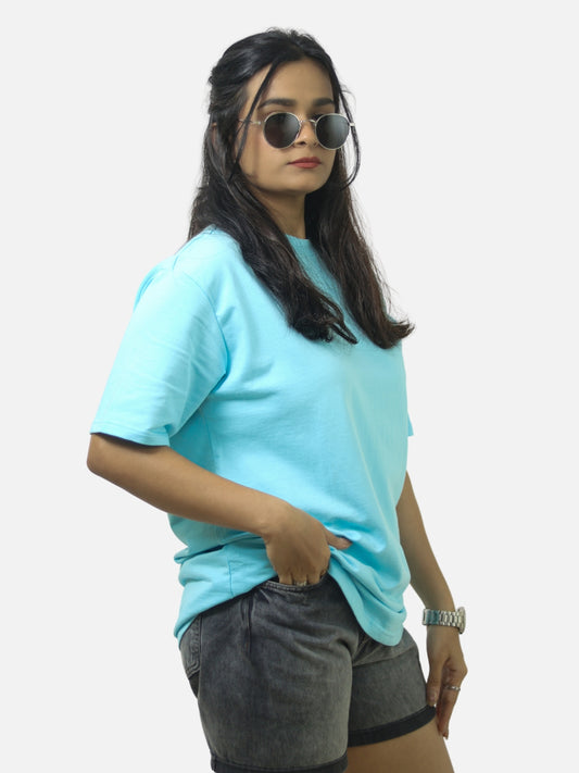 Sky Blue Oversized T-Shirt For Women