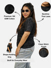 Black Acid Wash Regular Fit T-Shirt For Women