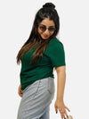 Bottle Green Regular Fit T-Shirt For Women