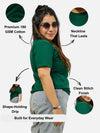Bottle Green Regular Fit T-Shirt For Women