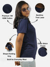 Navy Blue Regular Fit T-Shirt For Women