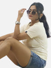 Off White Regular Fit T-Shirt For Women