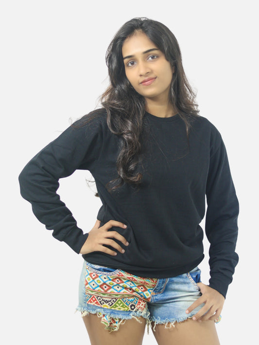 Black Regular Fit Sweatshirt For Women