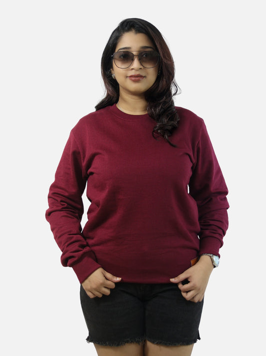Maroon Regular Fit Sweatshirt For Women
