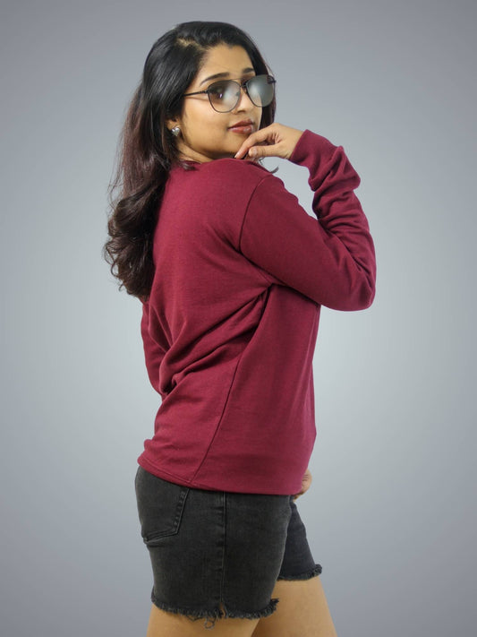 Maroon Regular Fit Sweatshirt For Women