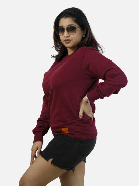 Maroon Regular Fit Sweatshirt For Women