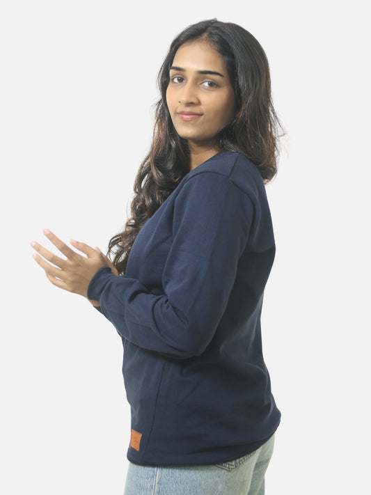 Navy Blue Regular Fit Sweatshirt For Women