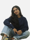 Navy Blue Regular Fit Sweatshirt For Women