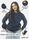 Navy Blue Regular Fit Sweatshirt For Women