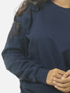 Navy Blue Regular Fit Sweatshirt For Women
