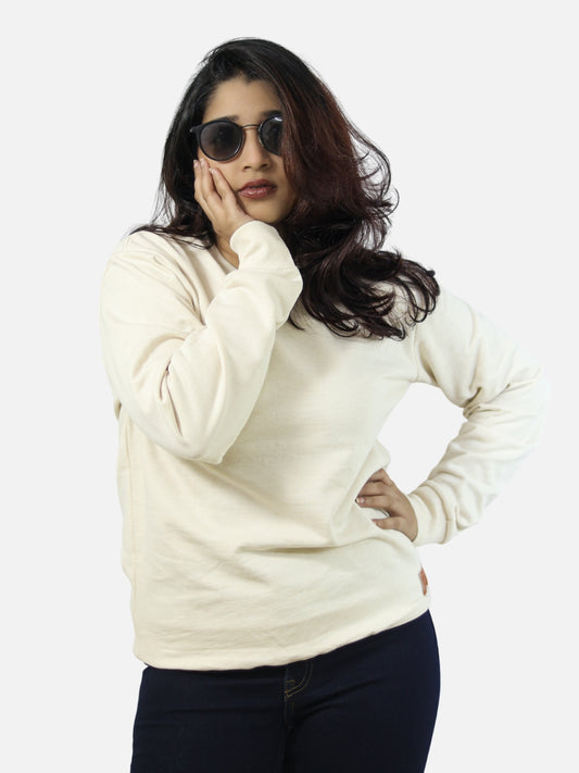 Off White Regular Fit Sweatshirt For Women