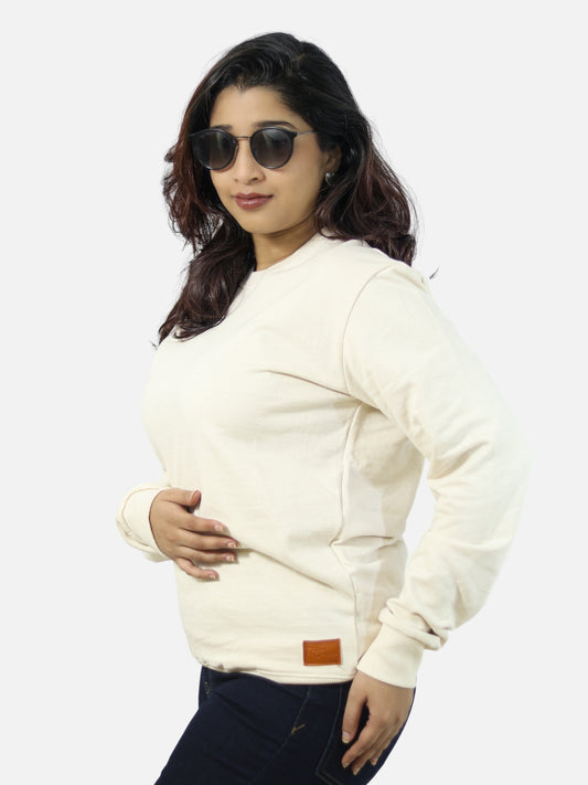 Off White Regular Fit Sweatshirt For Women