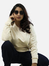 Off White Regular Fit Sweatshirt For Women