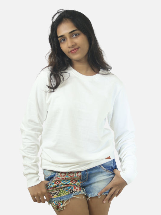 White Regular Fit Sweatshirt For Women