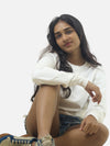 White Regular Fit Sweatshirt For Women