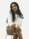 White Regular Fit Sweatshirt For Women