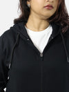 Black Zipper Hoodie For Women