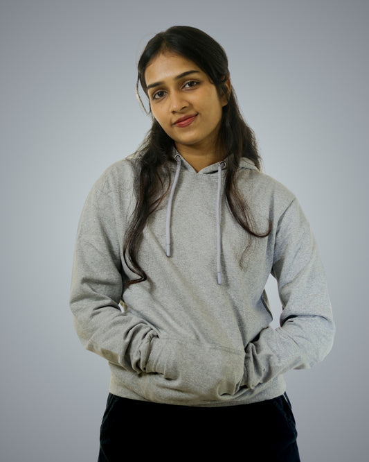 Grey Regular Fit Zero Hoodie For Women