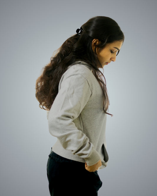 Grey Regular Fit Zero Hoodie For Women