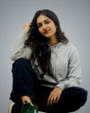 Grey Regular Fit Zero Hoodie For Women