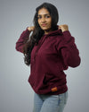 Maroon Regular Fit Zero Hoodie For Women