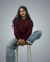 Maroon Regular Fit Zero Hoodie For Women