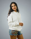 White Regular Fit Zero Hoodie For Women