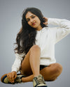 White Regular Fit Zero Hoodie For Women