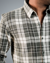 Green Brushed Checks Regular Fit Shirt