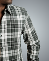 Green Brushed Checks Regular Fit Shirt