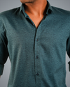 Greenish Blue Woven Regular Fit Shirt