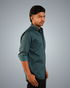 Greenish Blue Woven Regular Fit Shirt