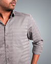 Grey Uneven Stripe Regular Fit Shirt