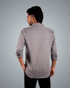 Grey Uneven Stripe Regular Fit Shirt