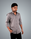 Grey Uneven Stripe Regular Fit Shirt
